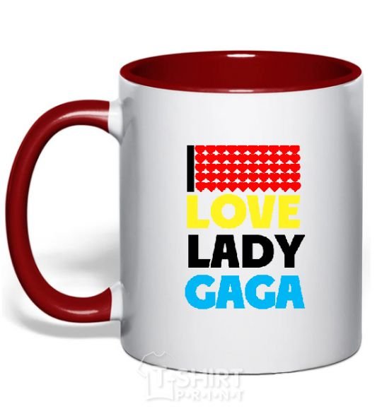 Mug with a colored handle LOVE LADY GAGA red фото
