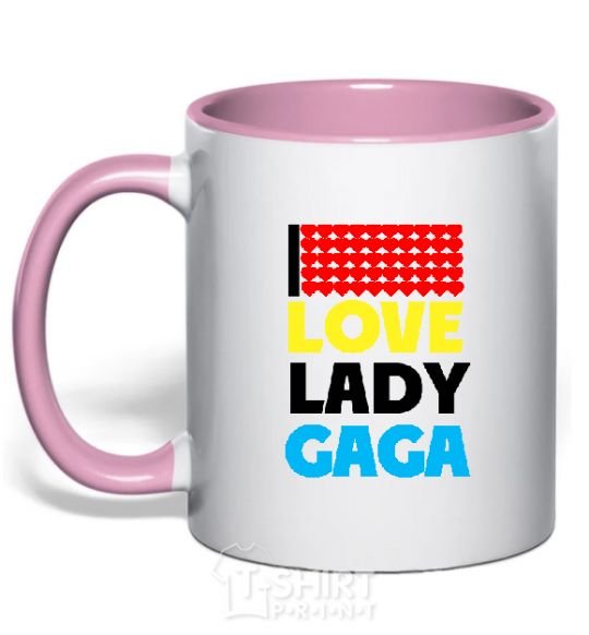 Mug with a colored handle LOVE LADY GAGA light-pink фото