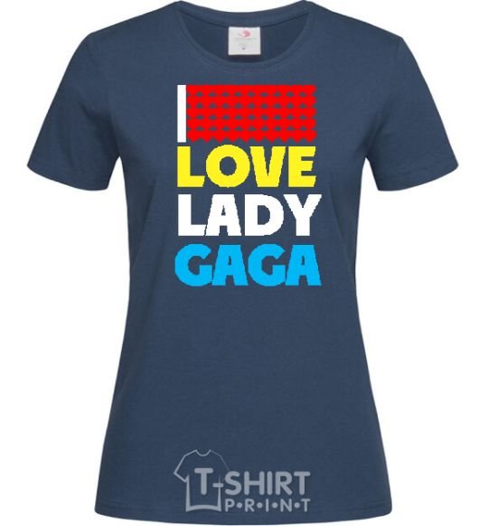 Women's T-shirt LOVE LADY GAGA navy-blue фото