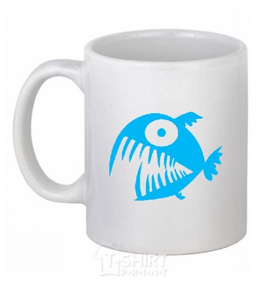 Ceramic mug ANGRY FISH White фото