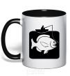 Mug with a colored handle РЫБКА black фото