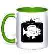 Mug with a colored handle РЫБКА kelly-green фото