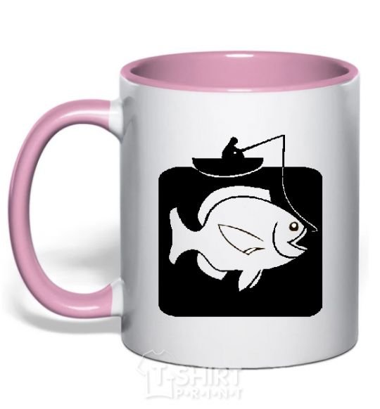 Mug with a colored handle РЫБКА light-pink фото
