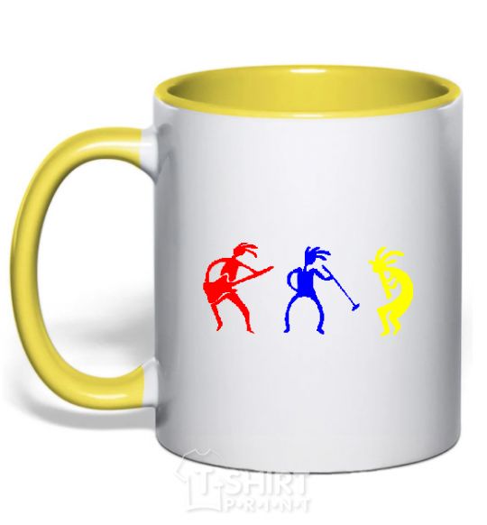 Mug with a colored handle MUSICIANS yellow фото