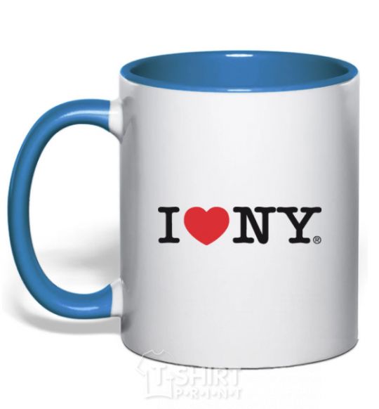 Чашка с цветной ручкой I love New York Ярко-синий фото