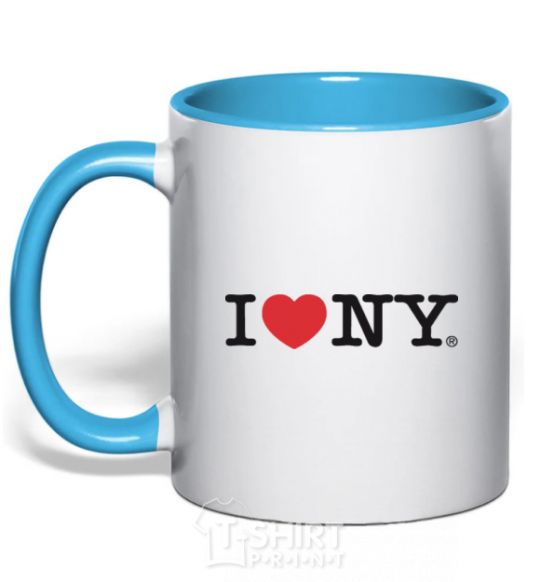 Чашка с цветной ручкой I love New York Голубой фото