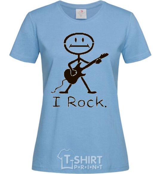 Women's T-shirt I ROCK sky-blue фото