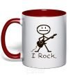 Mug with a colored handle I ROCK red фото