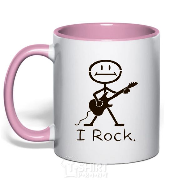 Mug with a colored handle I ROCK light-pink фото