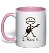 Mug with a colored handle I ROCK light-pink фото