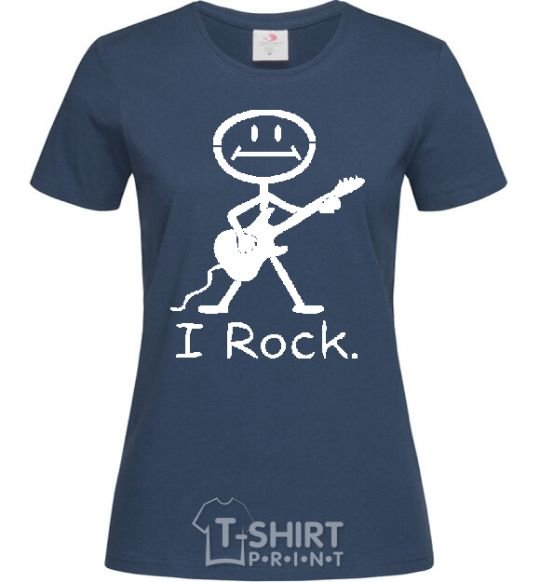 Women's T-shirt I ROCK navy-blue фото