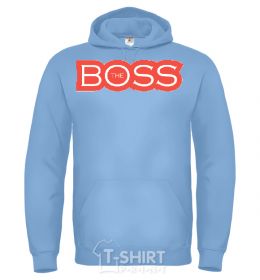Men`s hoodie Надпись THE BOSS sky-blue фото
