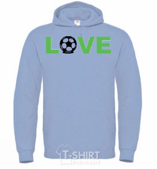 Men`s hoodie LOVE FOOTBALL sky-blue фото