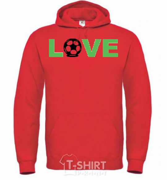 Men`s hoodie LOVE FOOTBALL bright-red фото