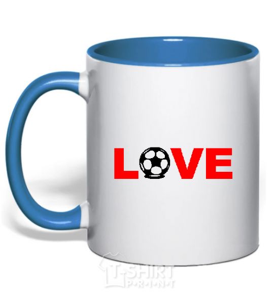 Mug with a colored handle LOVE FOOTBALL royal-blue фото