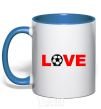 Mug with a colored handle LOVE FOOTBALL royal-blue фото