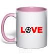 Mug with a colored handle LOVE FOOTBALL light-pink фото