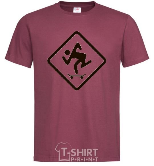 Men's T-Shirt WATCH OUT FOR THE SKATEBOARDER burgundy фото