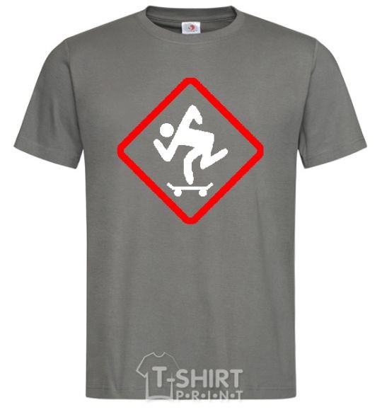 Men's T-Shirt WATCH OUT FOR THE SKATEBOARDER dark-grey фото