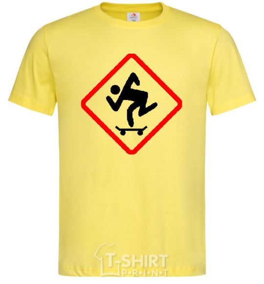 Men's T-Shirt WATCH OUT FOR THE SKATEBOARDER cornsilk фото
