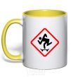 Mug with a colored handle WATCH OUT FOR THE SKATEBOARDER yellow фото