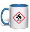 Mug with a colored handle WATCH OUT FOR THE SKATEBOARDER royal-blue фото
