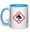 Mug with a colored handle WATCH OUT FOR THE SKATEBOARDER sky-blue фото