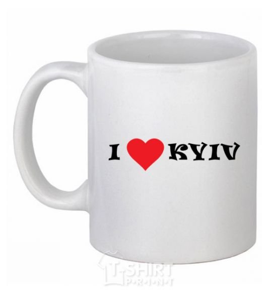 Ceramic mug I love Kyiv White фото