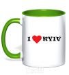 Mug with a colored handle I love Kyiv kelly-green фото