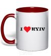 Mug with a colored handle I love Kyiv red фото