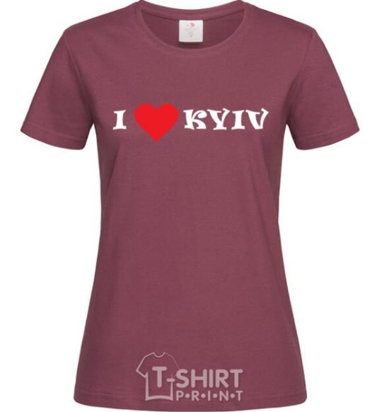 Women's T-shirt I love Kyiv burgundy фото