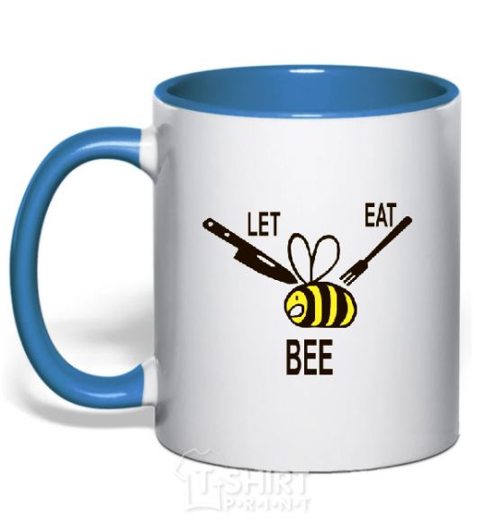 Mug with a colored handle LET EAT BEE royal-blue фото