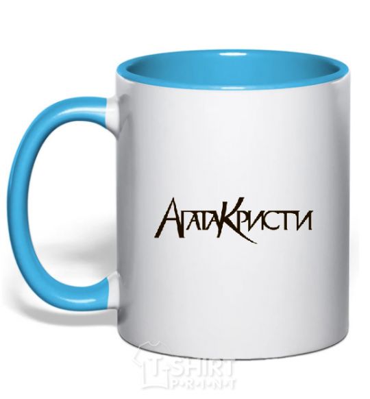 Mug with a colored handle AGATHA CHRISTI sky-blue фото