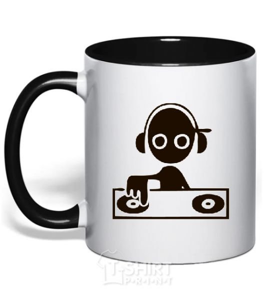 Mug with a colored handle DJ GIRL black фото