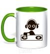 Mug with a colored handle DJ GIRL kelly-green фото