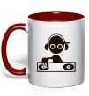 Mug with a colored handle DJ GIRL red фото