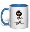 Mug with a colored handle ONLY HOUSE MUSIC royal-blue фото