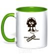 Mug with a colored handle ONLY HOUSE MUSIC kelly-green фото