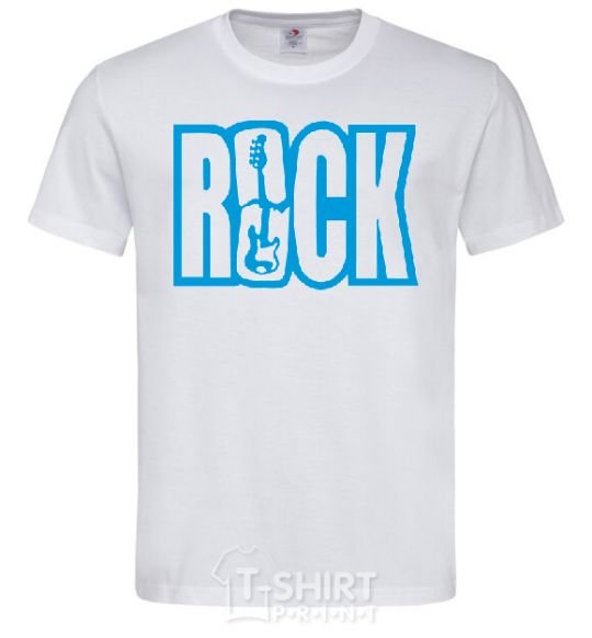Men's T-Shirt ROCK with a guitar White фото