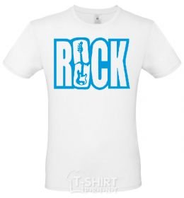Men's T-Shirt ROCK with a guitar White фото