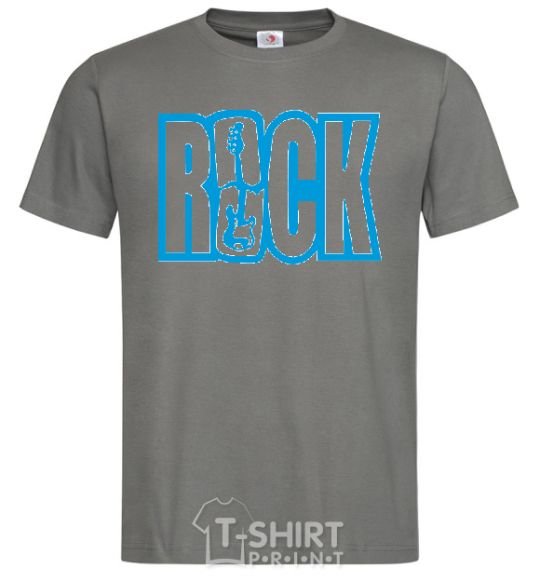 Men's T-Shirt ROCK with a guitar dark-grey фото