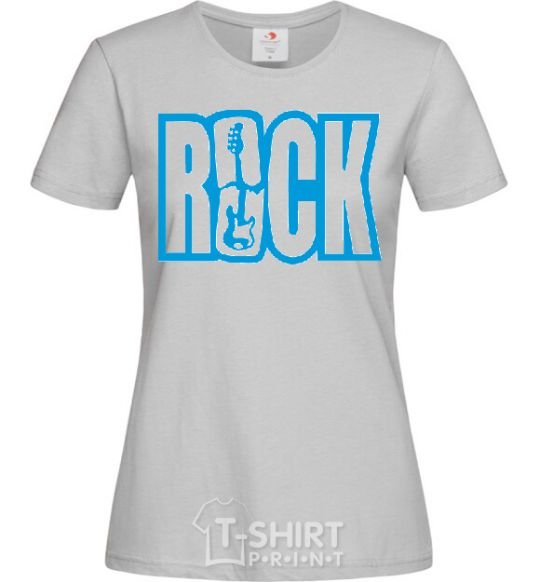 Women's T-shirt ROCK with a guitar grey фото