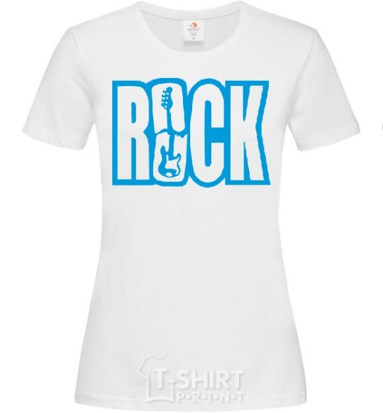 Women's T-shirt ROCK with a guitar White фото