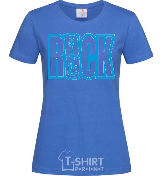 Women's T-shirt ROCK with a guitar royal-blue фото