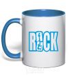 Mug with a colored handle ROCK with a guitar royal-blue фото