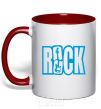 Mug with a colored handle ROCK with a guitar red фото