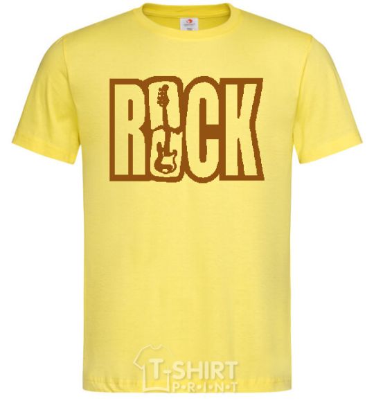 Men's T-Shirt ROCK with a guitar cornsilk фото