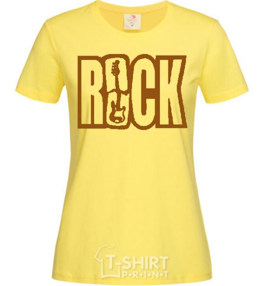 Women's T-shirt ROCK with a guitar cornsilk фото