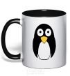 Mug with a colored handle POP-EYED PENGUIN black фото