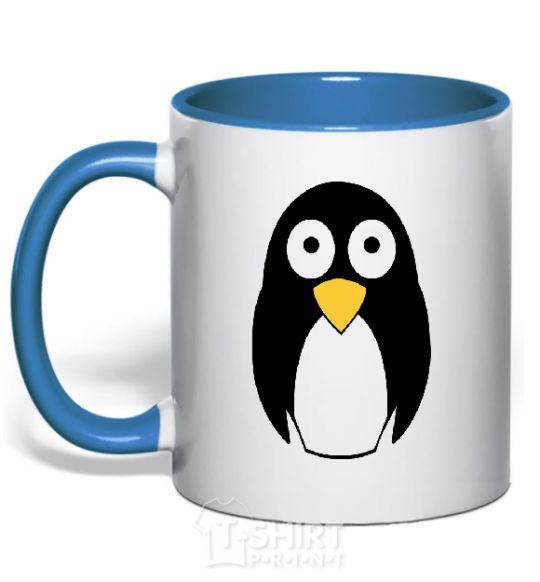 Mug with a colored handle POP-EYED PENGUIN royal-blue фото